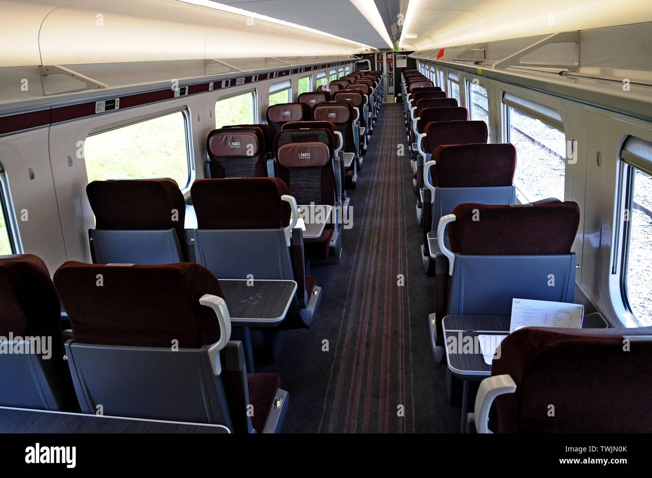 Die neue LNER Azuma 800 Klasse Intercity Express auf der Schiene Live! Die bahnindustrie Messe Juni 2019 20. Stockfoto