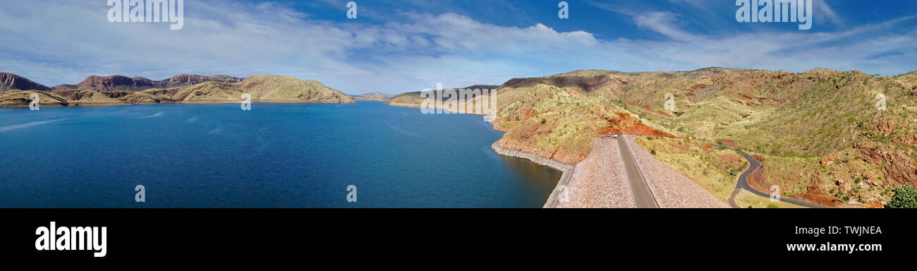 Lake Argyle ist Westaustraliens größte Süßwasser-man-made Behälter durch Volumen und Teil der Ord River Bewässerung. Stockfoto