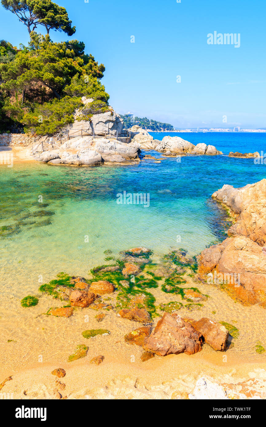 Schönen Meer und Strand von Cap Roig, Costa Brava, Spanien Stockfoto