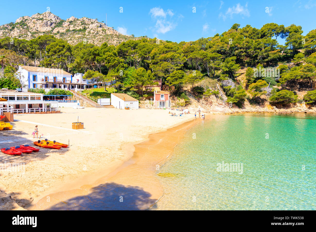 Idyllischen Strand in der Nähe von Fornells und Aiguablava von Dorf, Costa Brava, Spanien Stockfoto