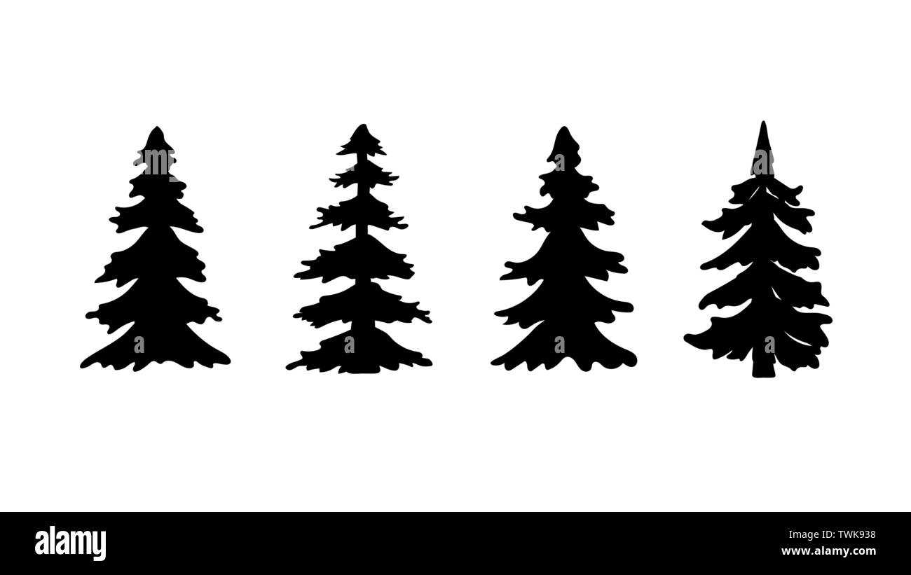 Satz von Silhouette Pine Tree oder Weihnachtsbaum. Vector Illustration. Stock Vektor Satz von Silhouette Pine Tree oder Weihnachtsbaum. Vector Illustration. Stock Vektor