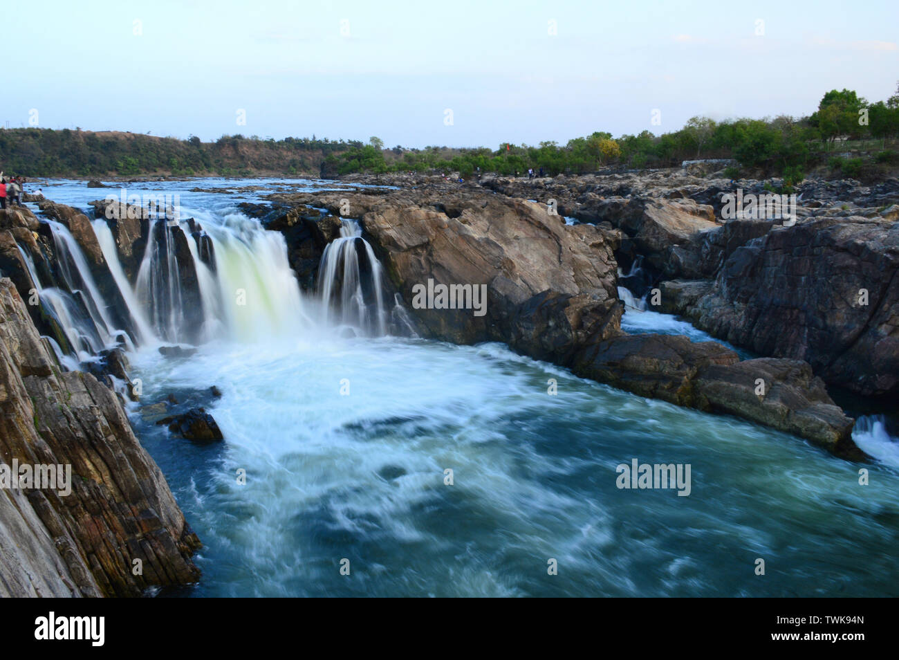 Dhuandhar fällt auf Narmada Fluss, Bedaghat, Madhya Pradesh, Indien. Stockfoto