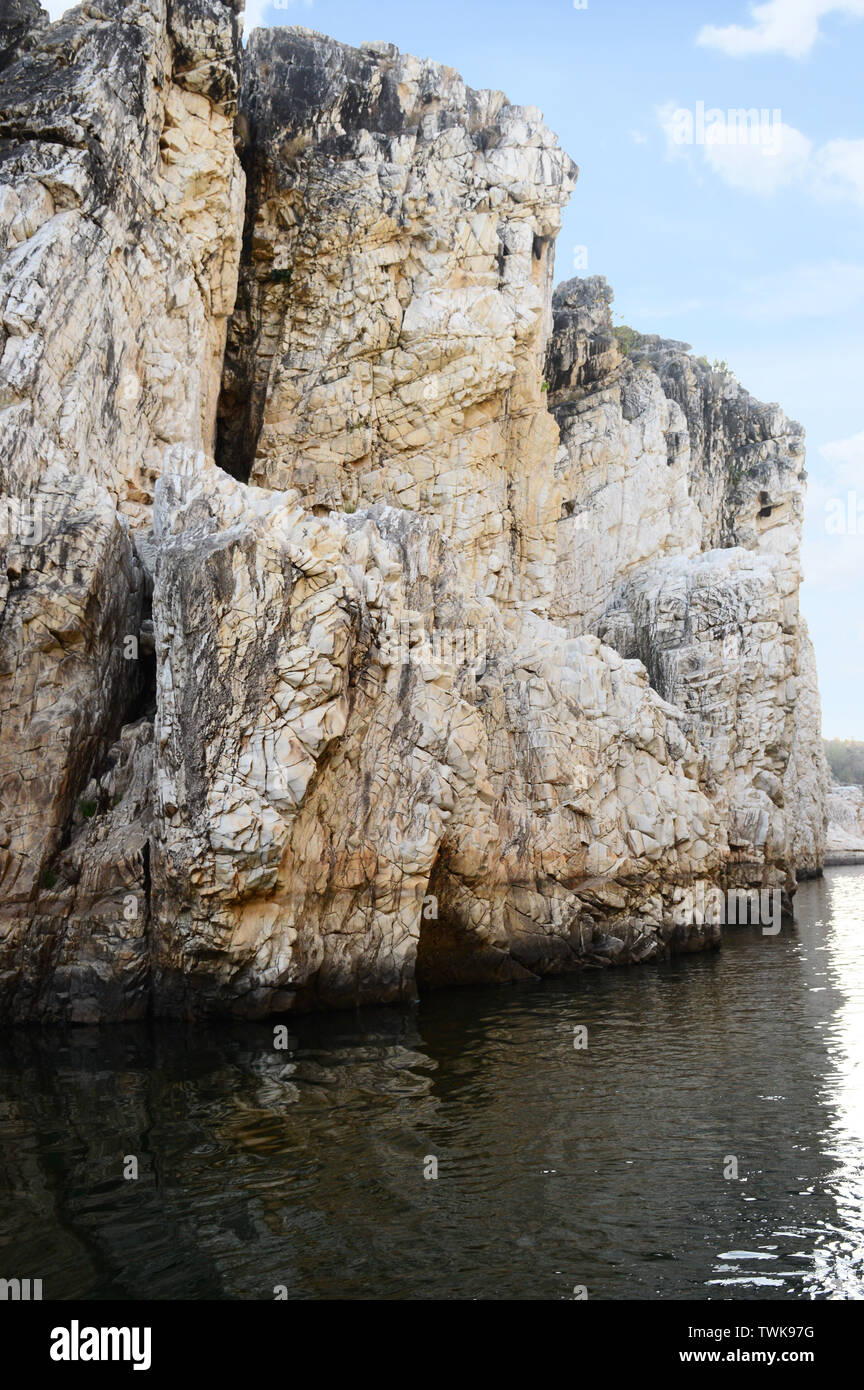 Marmor Steine, Narmada Fluss, Bedhaghat, Madhya Pradesh, Indien. Stockfoto