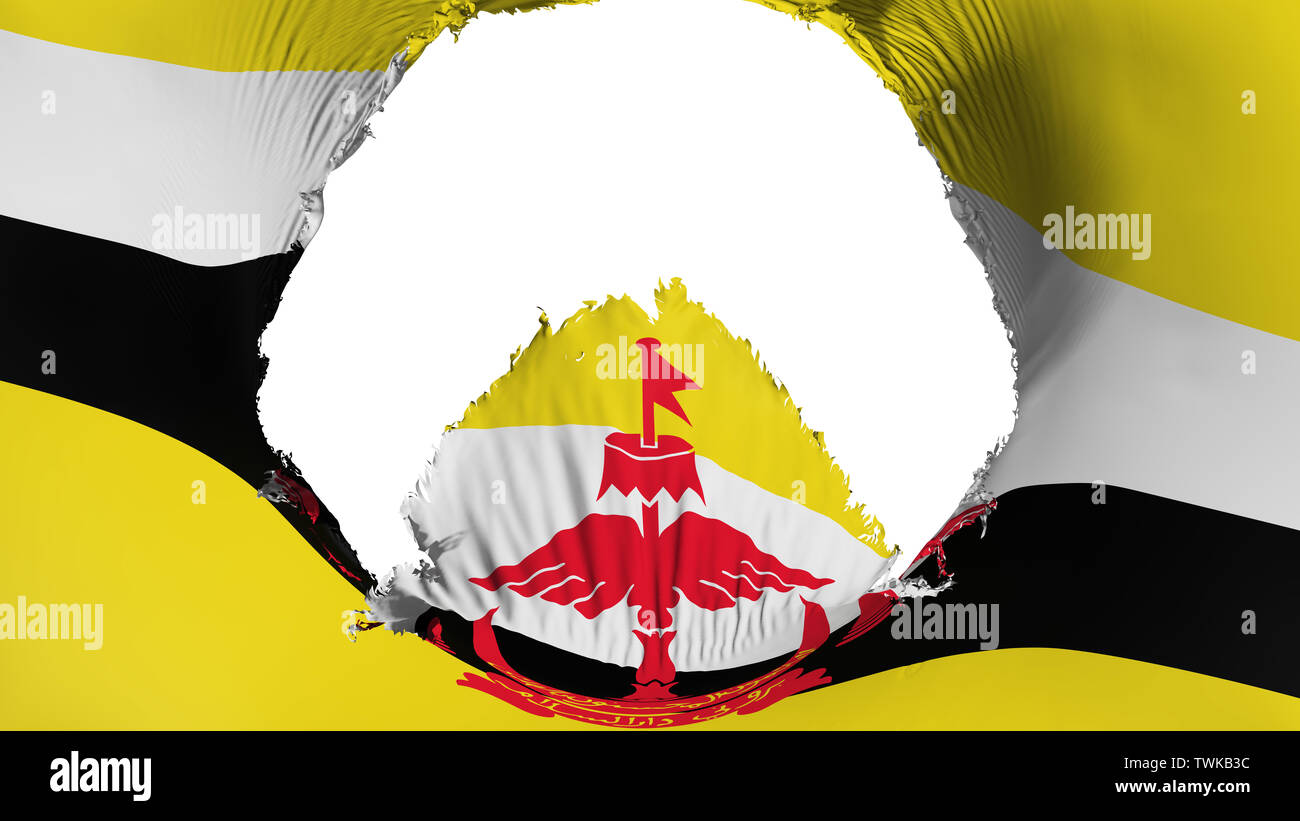 Großes Loch in Brunei Flagge Stockfoto