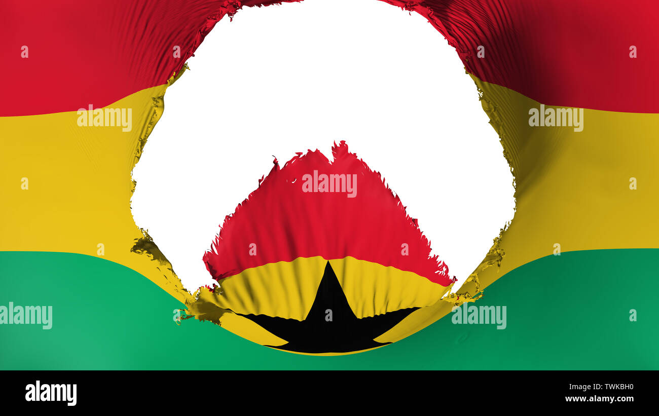 Großes Loch in Ghana Flagge Stockfoto