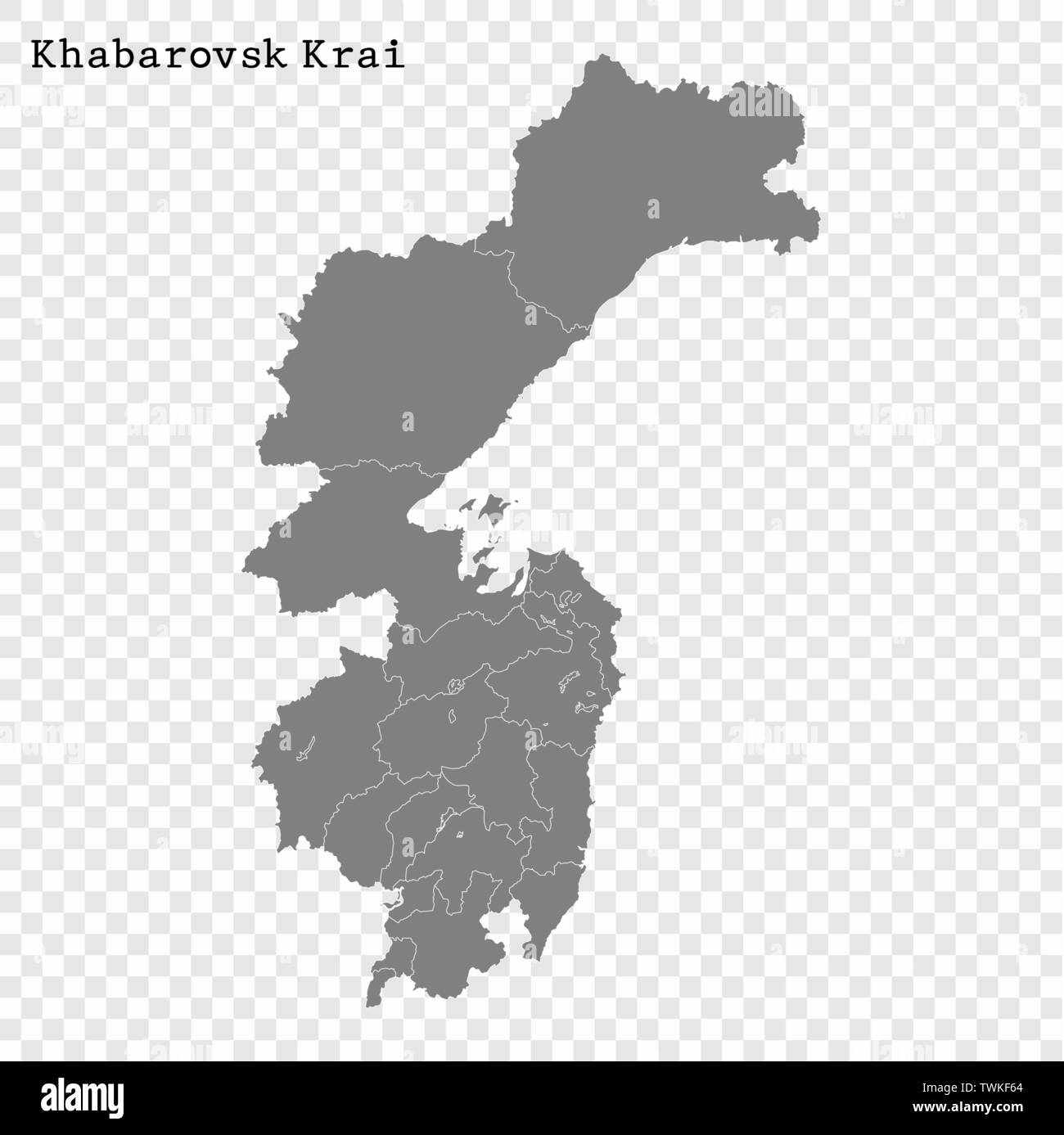 Hohe Qualität Karte von Khabarovsk ist eine russische Region mit den Grenzen der Kreise Stock Vektor
