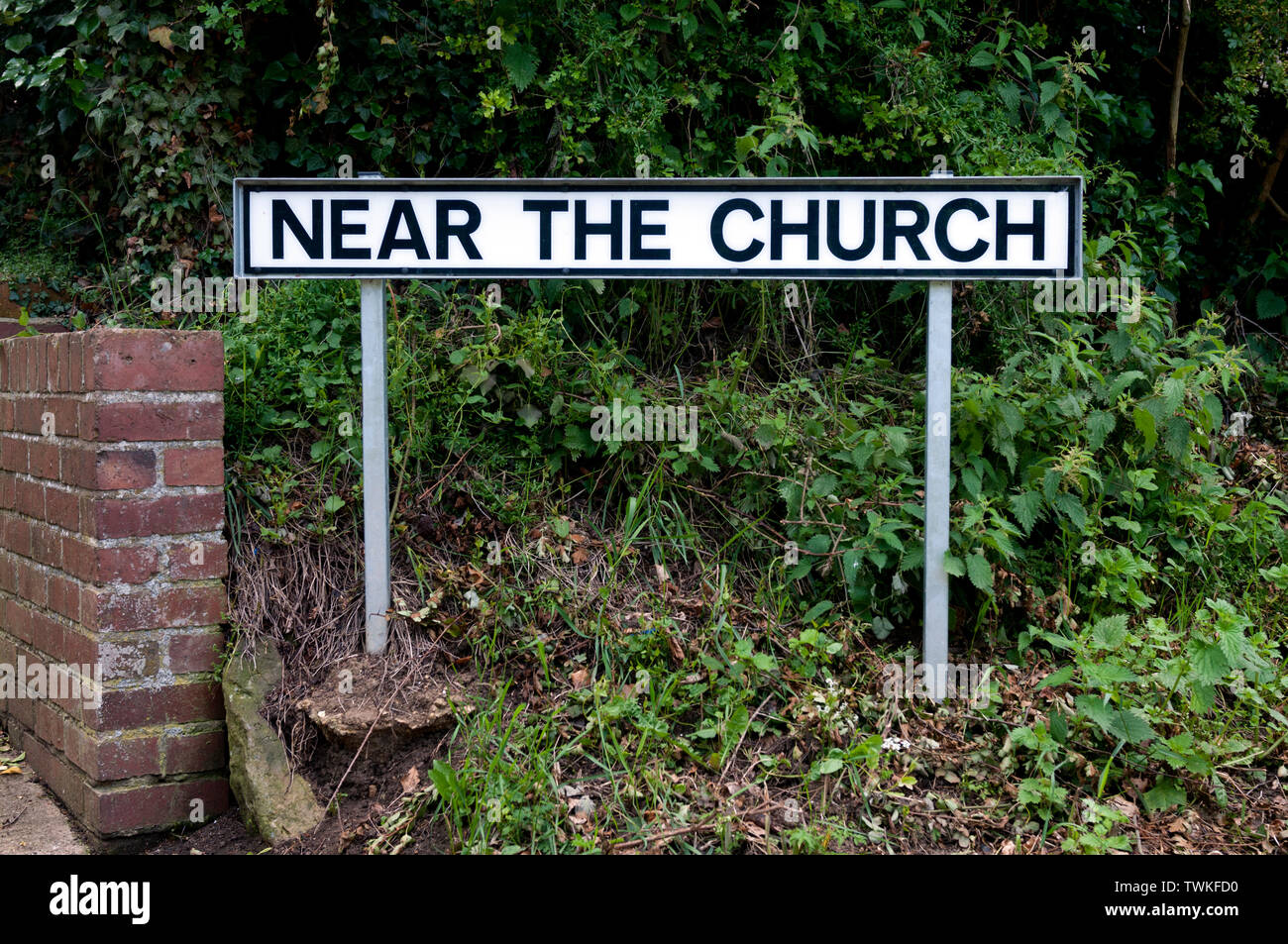 In der Nähe der Kirche street sign, Thorpe Langton, Leicestershire, England, Großbritannien Stockfoto