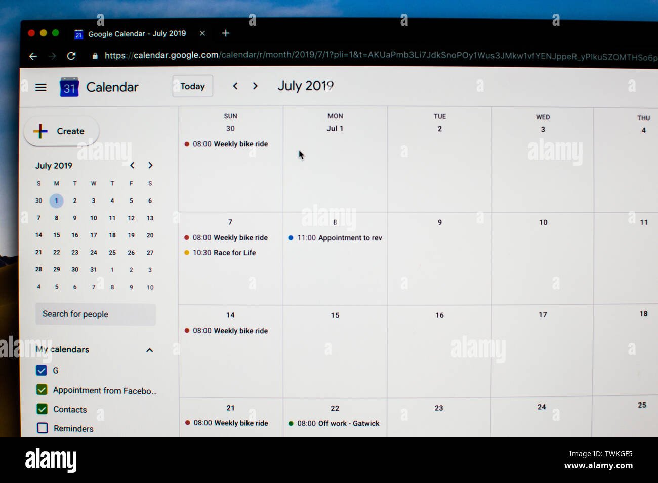 Google Kalender Wochenansicht Stockfoto