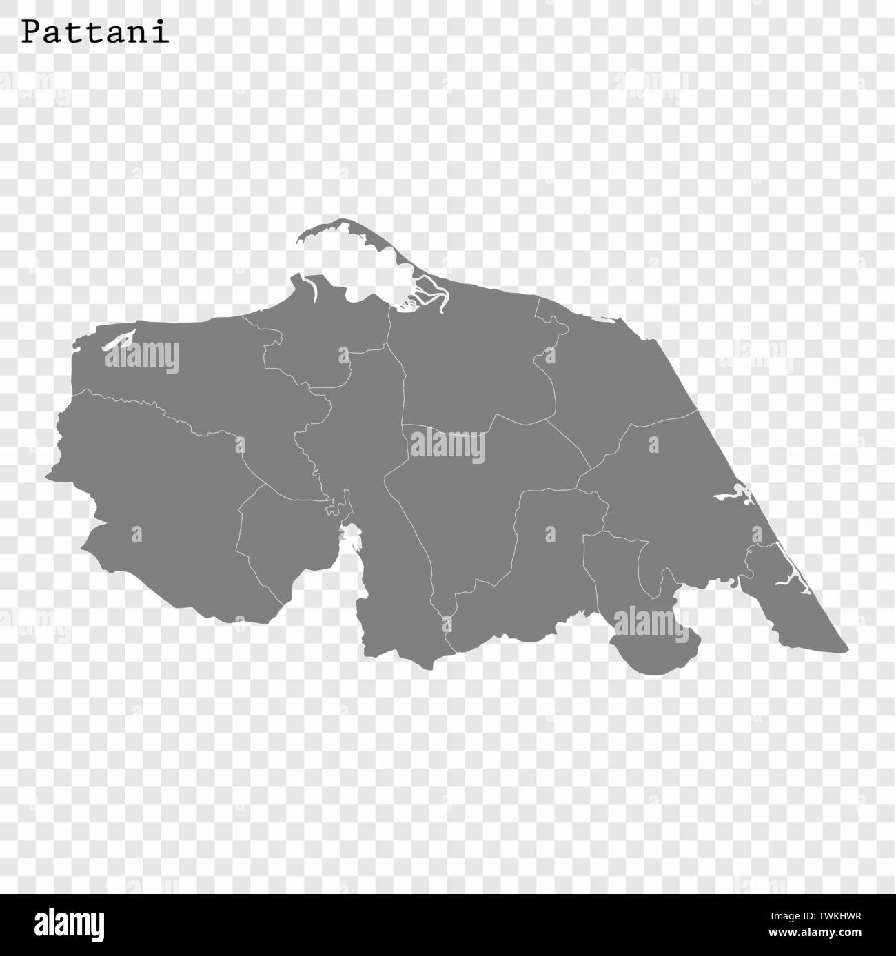 Hohe Qualität Karte von Pattani ist eine Provinz von Thailand, mit den Grenzen der Kreise Stock Vektor