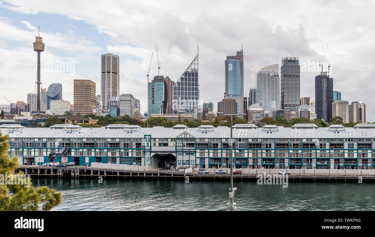 Die wunderschöne Skyline von Sydney, Australien, von der Einschiffung Park gesehen Stockfoto