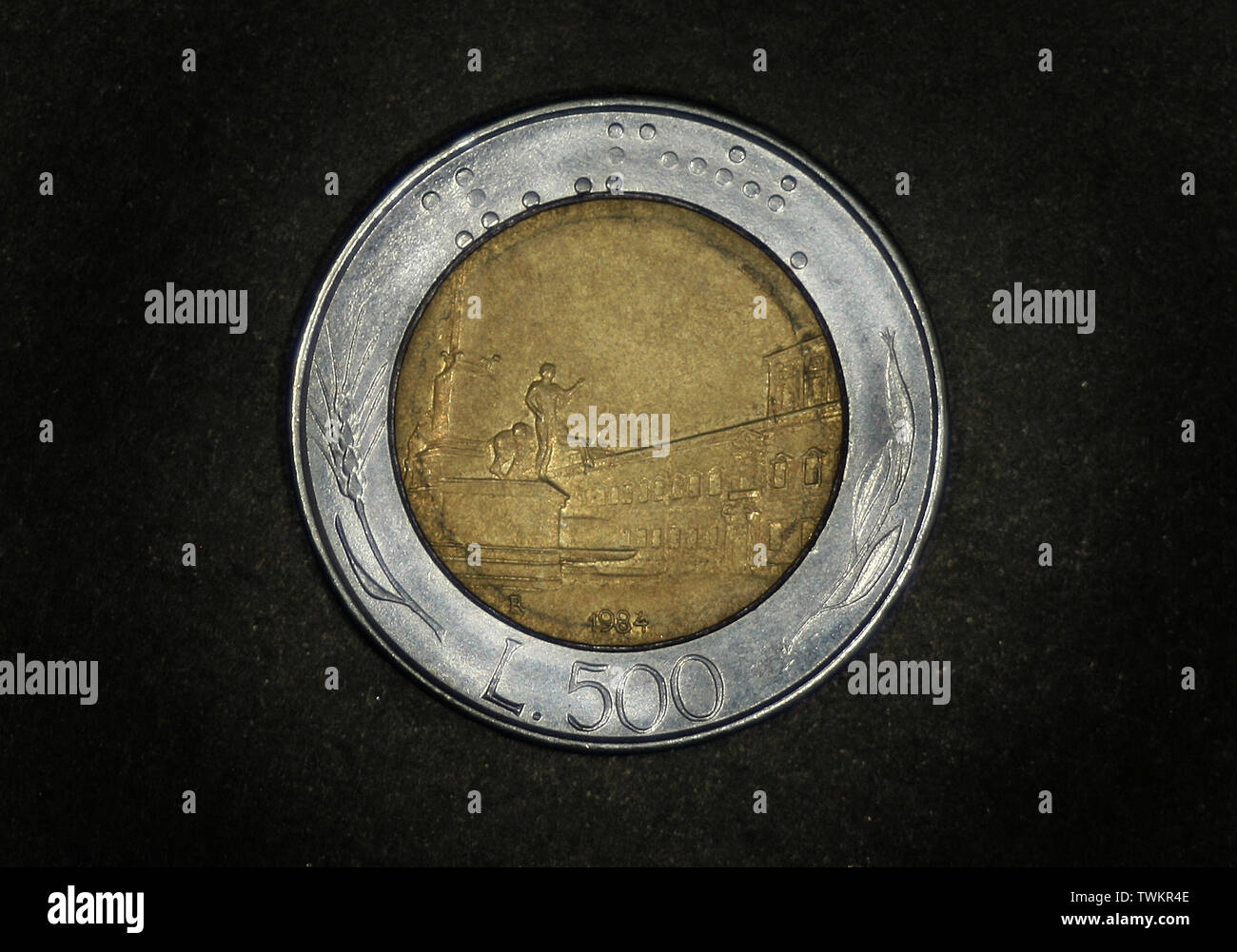 Italien 500 Lire, 1982-2001 Stockfoto