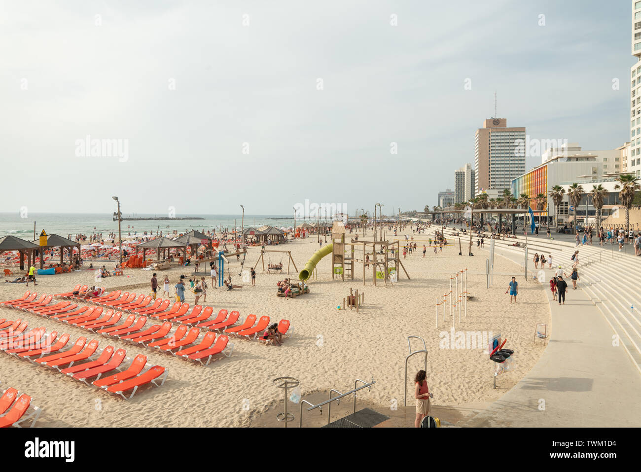 Der Strand in Tel Aviv-Jaffa, Israel. Stockfoto