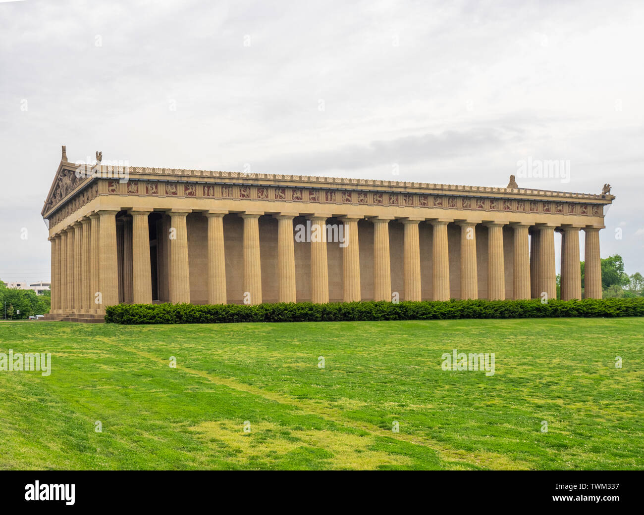 Vollständige Nachbildung des Parthenon im Centennial Park Nashville Tennessee USA. Stockfoto