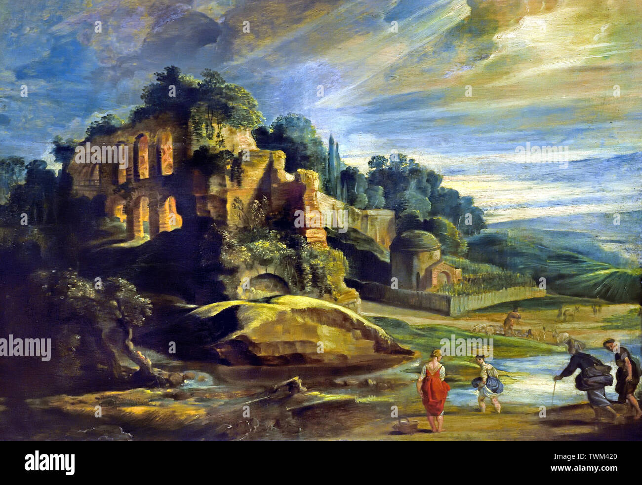 Landschaft mit den Ruinen des Mount Palatin in Rom von Peter Paul Rubens (1577 - 1640) Belgien Flandern Belgien Stockfoto