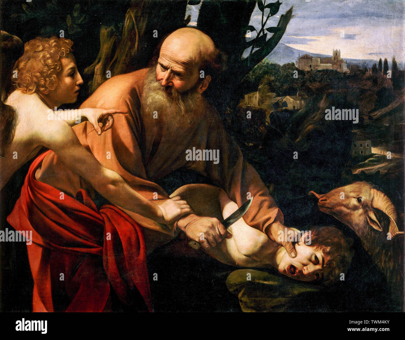 Caravaggio, Opferung Isaaks, Malerei, ca. 1603 Stockfoto