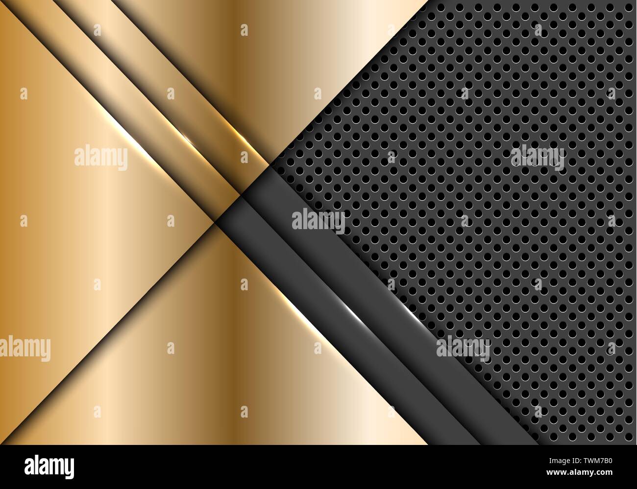 Abstrakte gold Platte überschneiden sich auf grau metallic Kreis mesh Design moderne futuristischen Hintergrund Vector Illustration. Stock Vektor