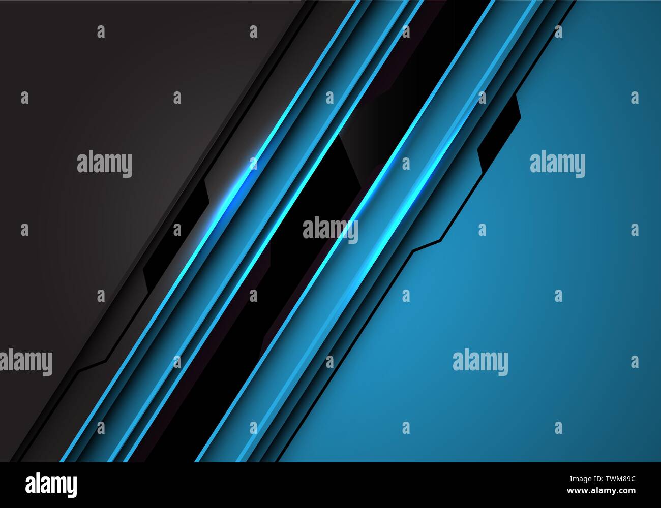 Abstrakte schwarze Linie im Stromkreis auf Blau metallic-grauen Design moderne futuristischen Technologie Hintergrund Vector Illustration. Stock Vektor