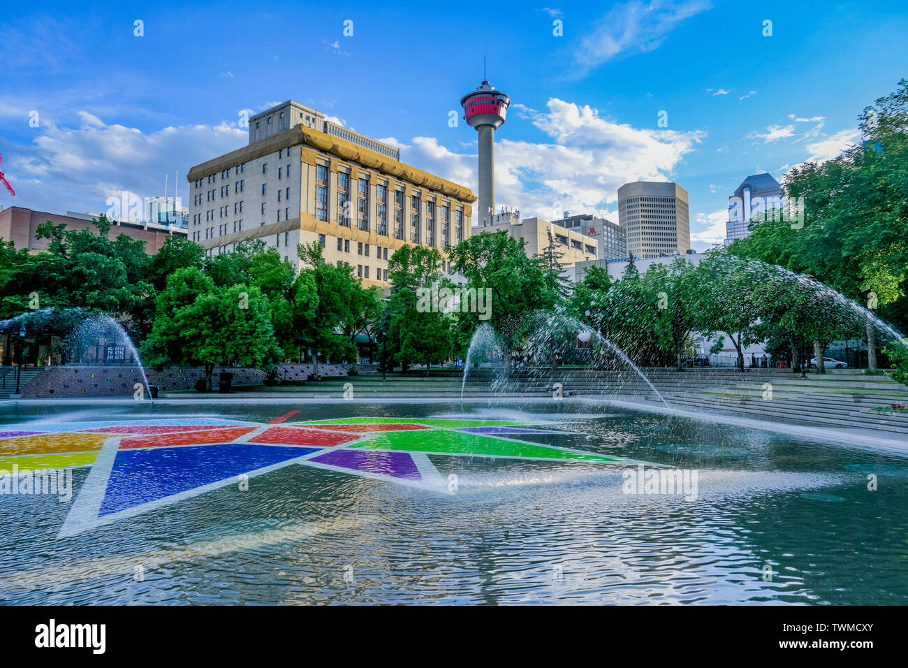 Olympic Plaza, Calgary, Alberta, Kanada Stockfoto