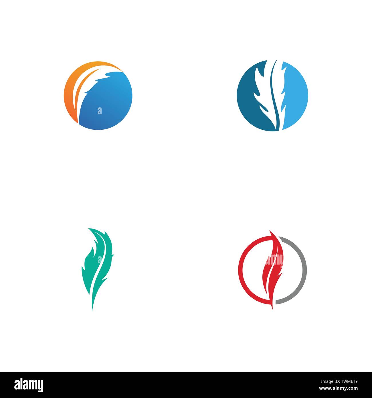 Feather pen schreiben Zeichen logo app Symbole Vorlage Stock Vektor