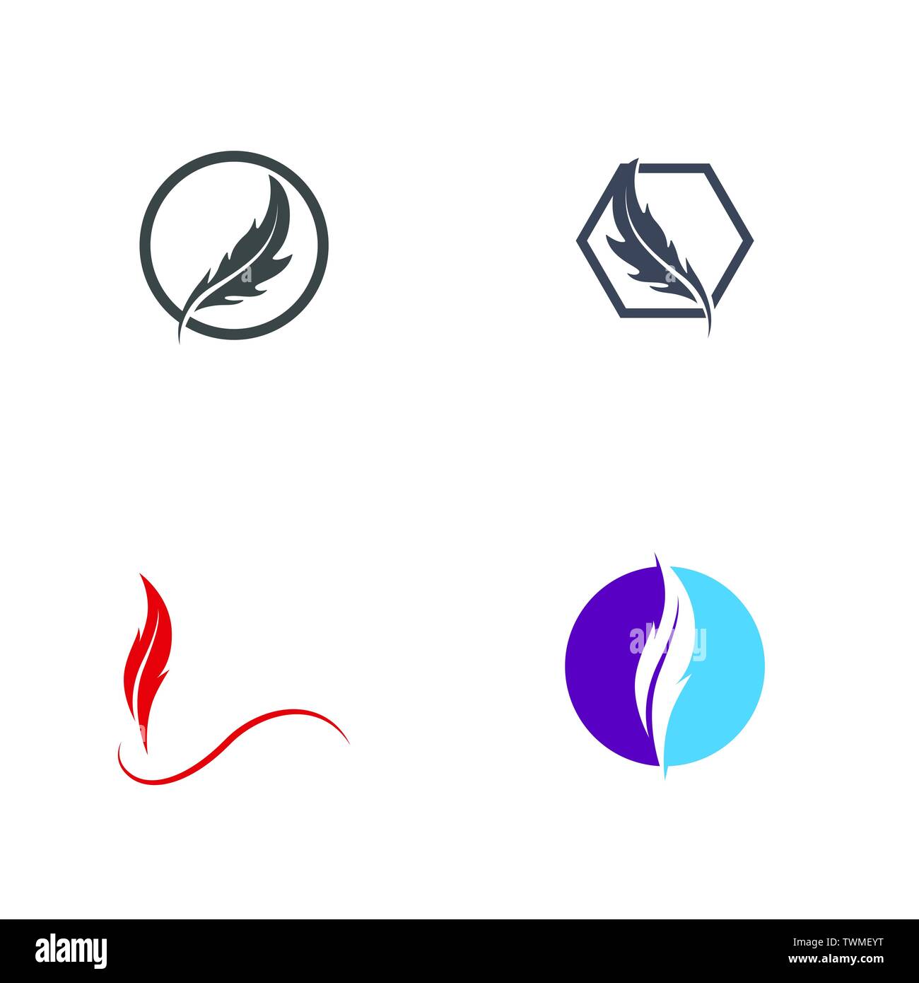 Feather pen schreiben Zeichen logo app Symbole Vorlage Stock Vektor