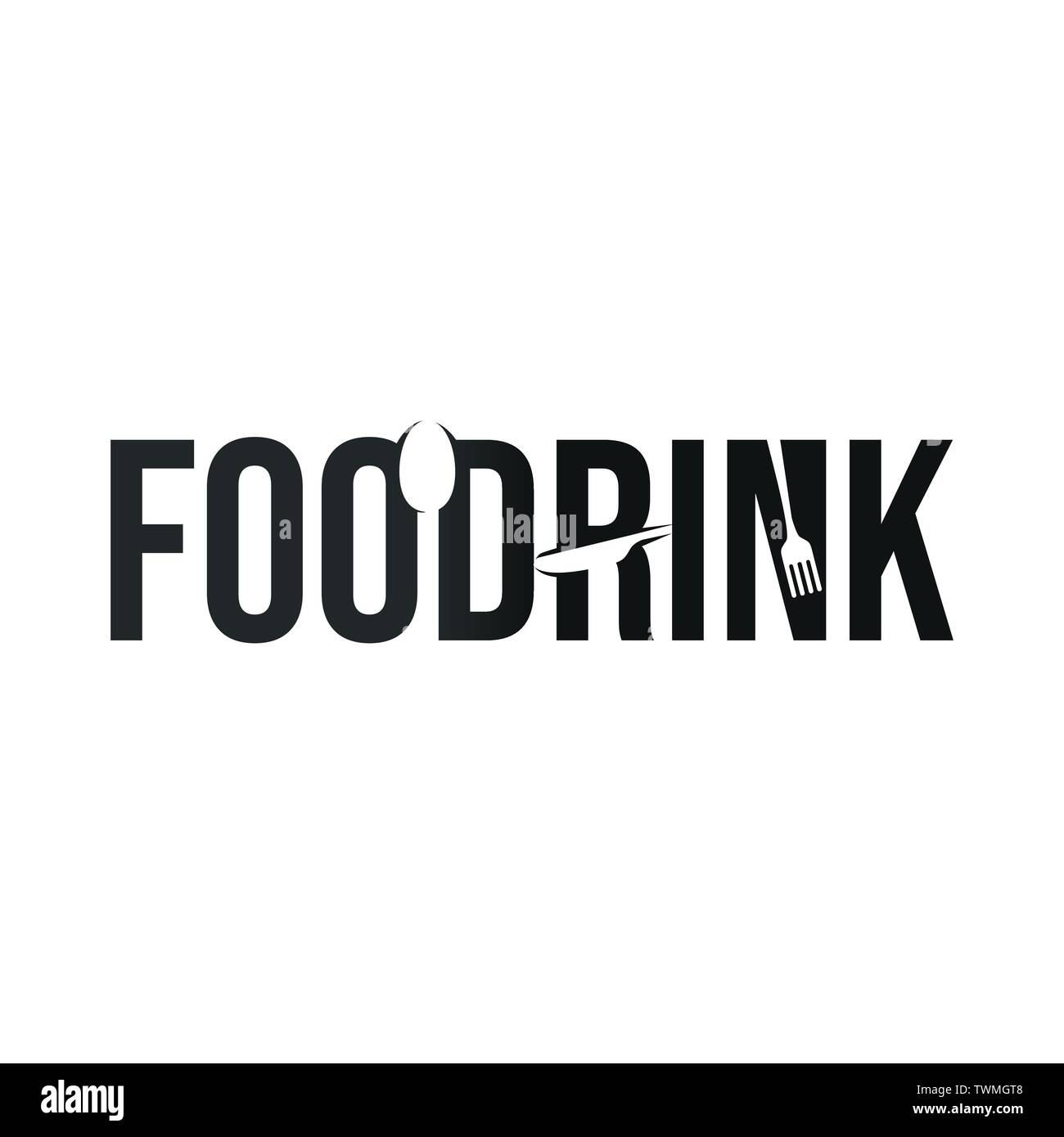 Essen und Trinken Wortmarken Typografie negativen Raum Logo Design Vector Stock Vektor