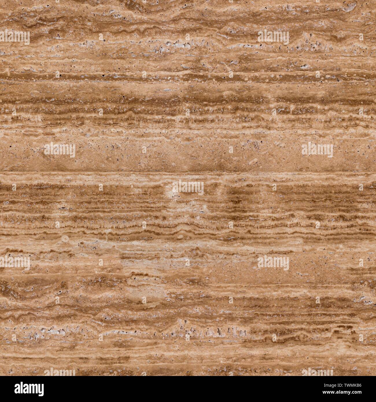 Hell beige Travertin Textur mit Horisontal Muster. Nahtlose quadratische Hintergrund, Fliese bereit. Stockfoto