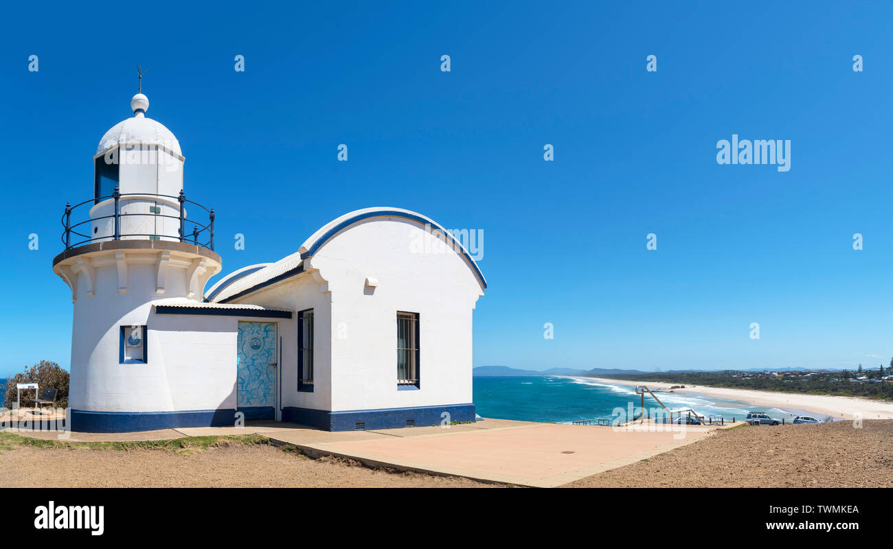 Tacking Point Lighthouse in Richtung Leuchtturm Strand, Port Macquarie, New South Wales, Australien Stockfoto