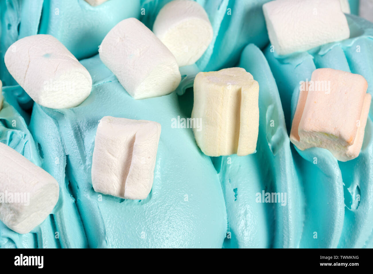 Blue Ice-Creme mit Vanille marshmellows Textur für Kunstwerke. Stockfoto