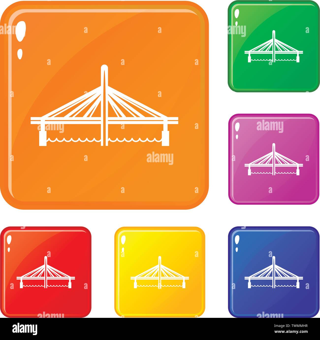 Viadukt von Millau bridge Icons Set Vector Farbe Stock Vektor