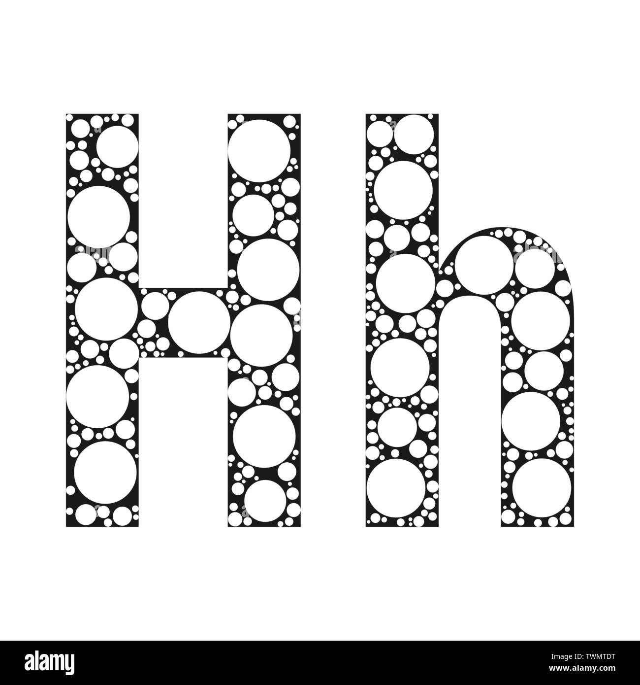 Die Buchstaben des Alphabets in Schwarz und Weiß kreisen. Vektorschrift Abbildung. Stock Vektor