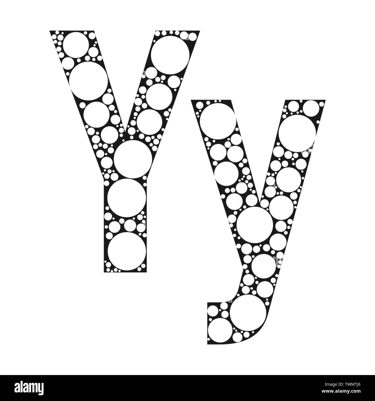 Die Buchstaben des Alphabets in Schwarz und Weiß kreisen. Vektorschrift Abbildung. Stock Vektor