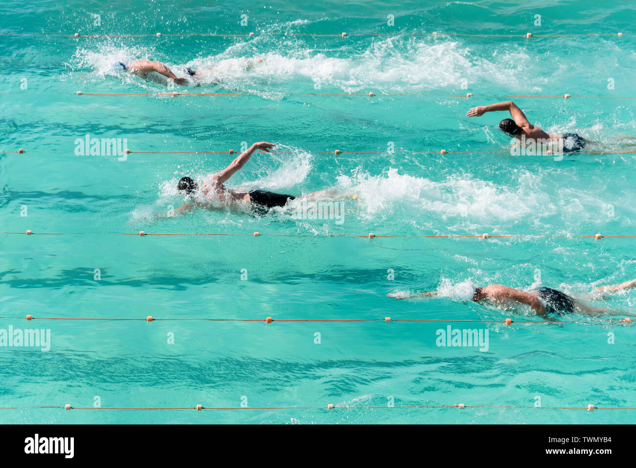 Menschen schwimmen im Außenpool, Sydney, Australien Stockfoto