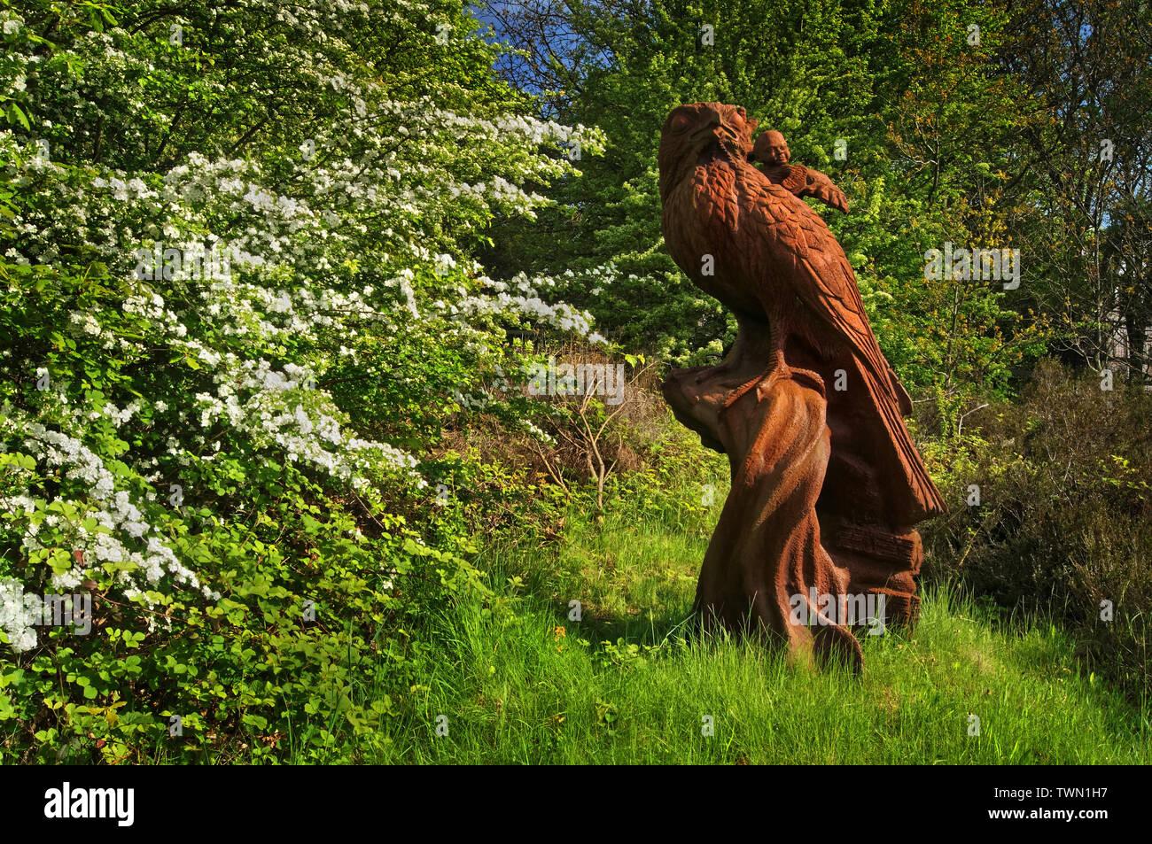 Großbritannien, South Yorkshire, Sheffield, Rutland Road, die Skulptur „Boy and the Bird“. Stockfoto