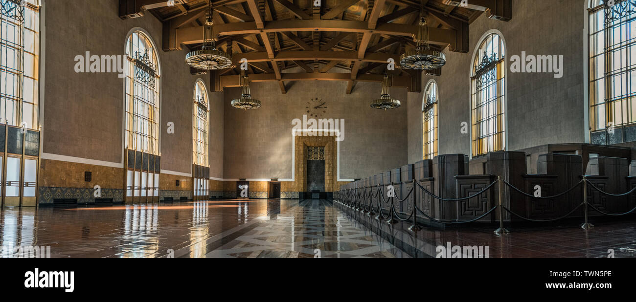 Ticket Lobby der Union Station in Los Angeles, Kalifornien, USA Stockfoto