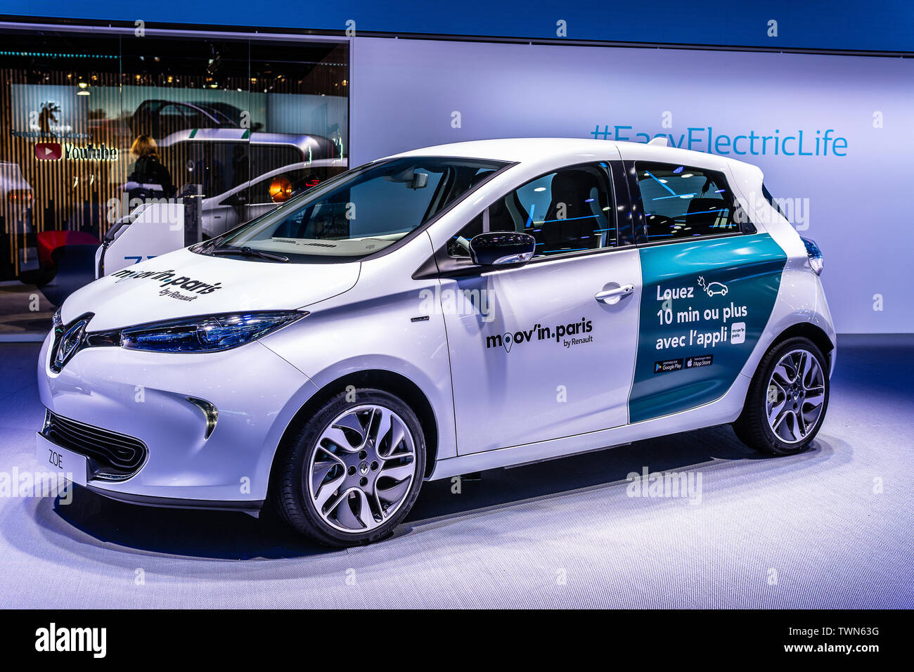 Paris, Frankreich, Okt 2018 elektrische Renault Zoe ZE 40, 41 kWh  Lithium-Ionen-Batterie, Mondial Paris Motor Show, supermini Elektroauto von  Renault produziert Stockfotografie - Alamy