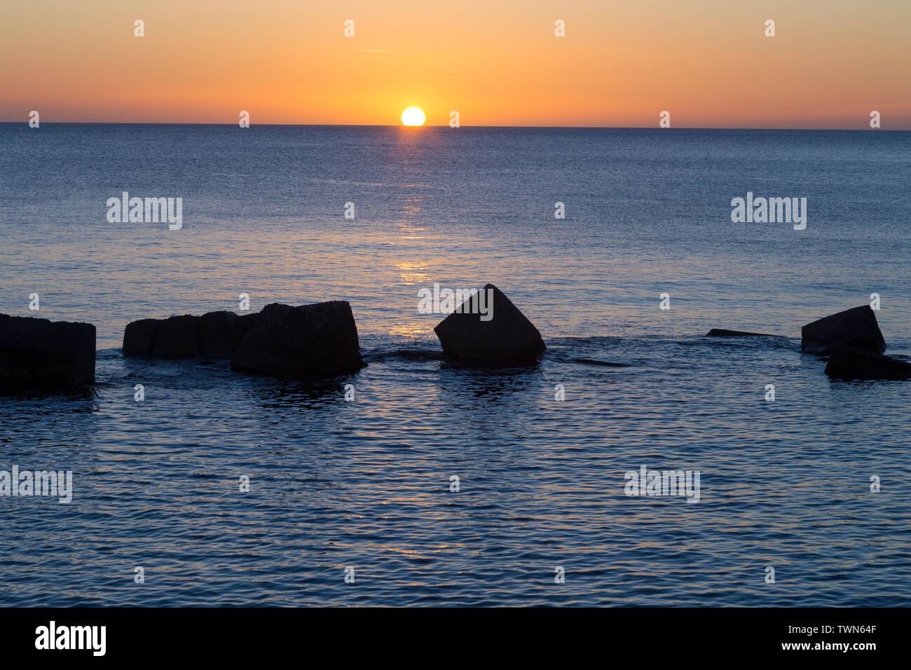 Bunte sunrise auf der Insel Ortigia, Toscana, Italien Stockfoto