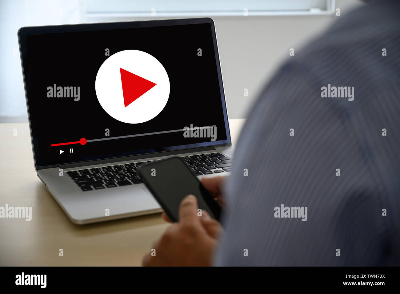 VIDEO MARKETING Audio Video, interaktives TV, Business Media Technology Innovation Marketing Technik Konzept Stockfoto