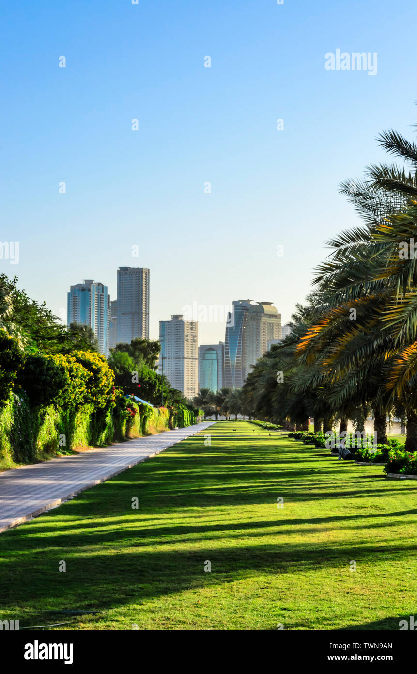 Ansicht von Khalid Lake Trail in Sharjah Vereinigte Arabische Emirate Stockfoto