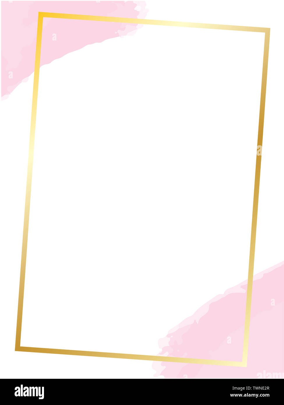 Goldene Rahmen template Design. Digitale Aquarelle im Vektor. Hochzeit Dekoration Vorlage für Print und Web. Pastellfarben Pinselstriche. RSVP Vorlage. Stockfoto