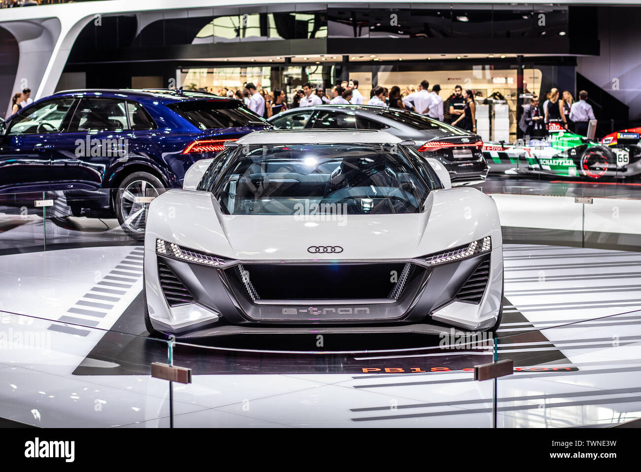 Paris, Frankreich, 04.Oktober, 2018 Neue vollelektrische PB 18 Audi e-tron Concept Car hoch automatisierten Zukunft Prototyp Mondial Paris Motor Show, von Audi produziert Stockfoto