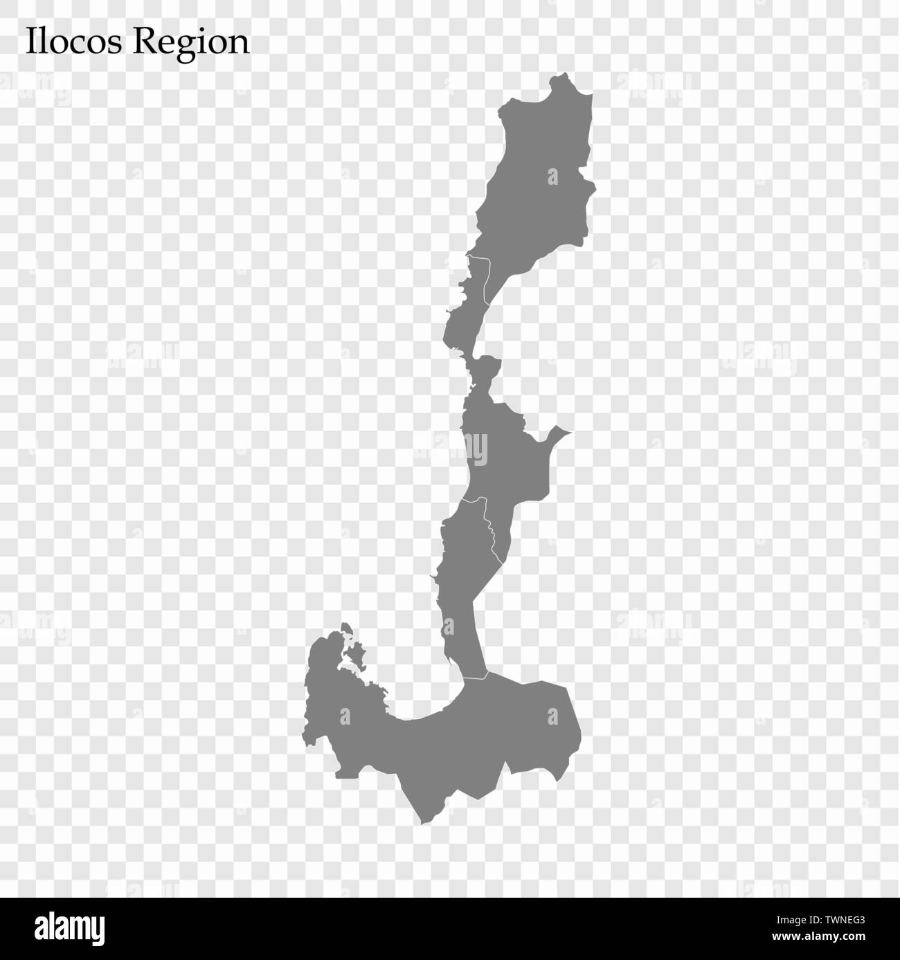 Hohe Qualität Karte von ilocos Region ist eine Region der Philippinen, mit den Grenzen der Provinzen Stock Vektor