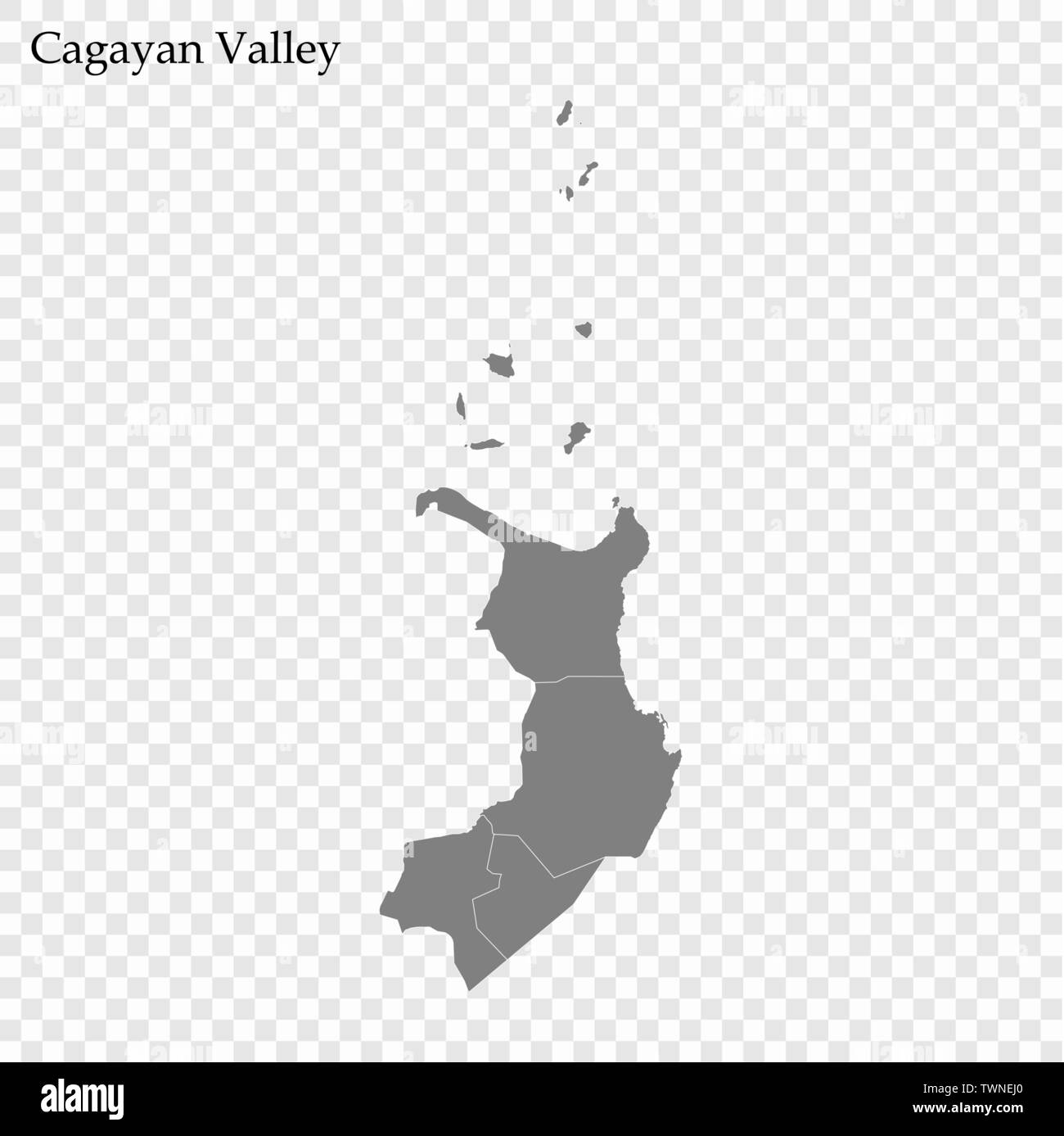 Hohe Qualität Karte Cagayan Valley ist eine Region der Philippinen, mit den Grenzen der Provinzen Stock Vektor