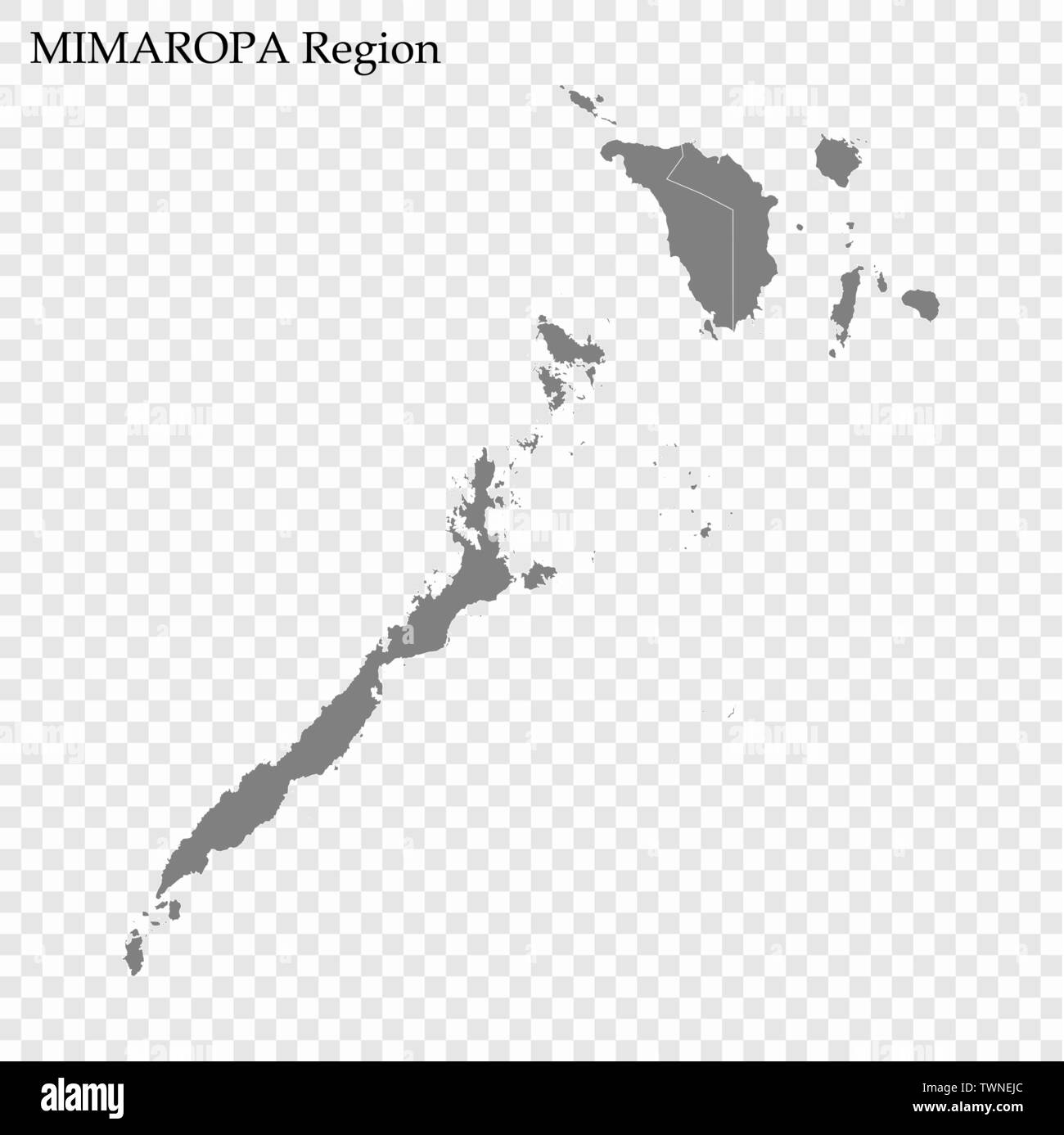 Hohe Qualität Karte von mimaropa ist eine Region der Philippinen, mit den Grenzen der Provinzen Stock Vektor