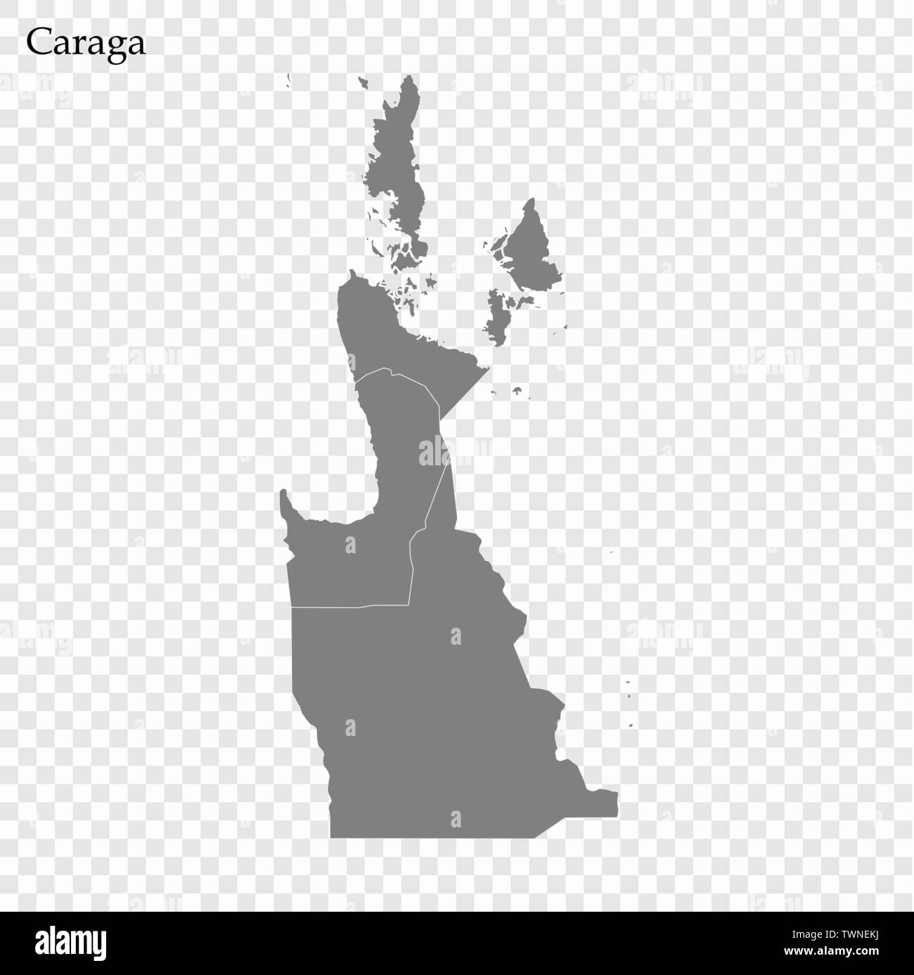 Hohe Qualität Karte von caraga ist eine Region der Philippinen, mit den Grenzen der Provinzen Stock Vektor