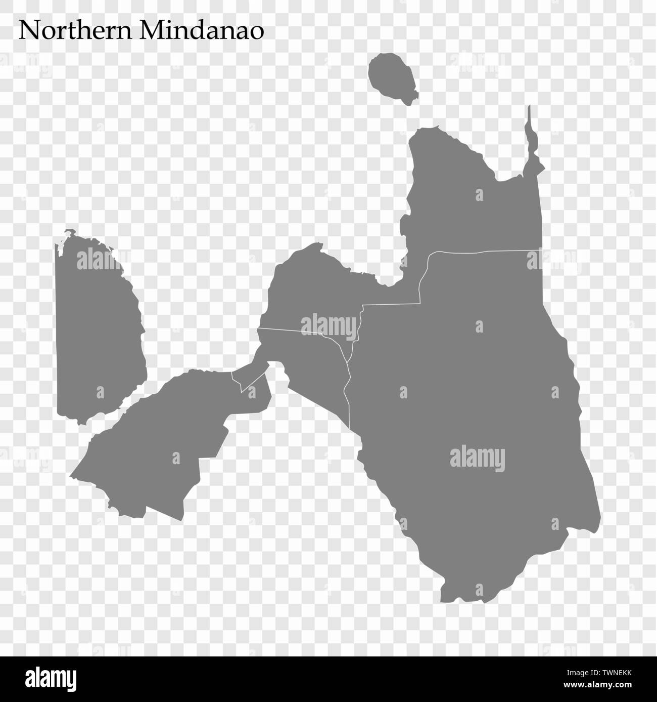 Hohe Qualität Karte von Northern Mindanao ist eine Region der Philippinen, mit den Grenzen der Provinzen Stock Vektor