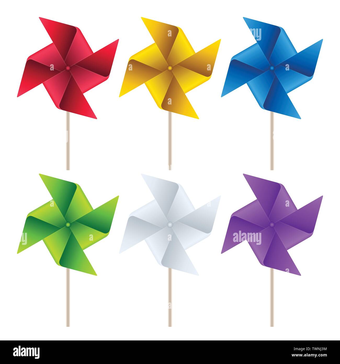 Pinwheels auf weißem Hintergrund. Pinwheel Icon Set. Stock Vektor