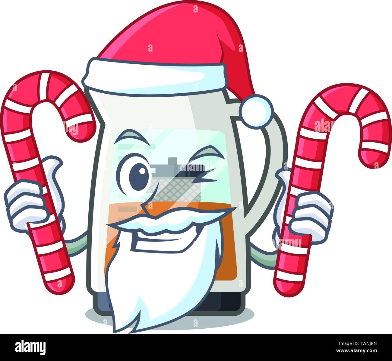 Santa mit Süßigkeiten Tee im Charakter Kühlschränke Stock Vektor