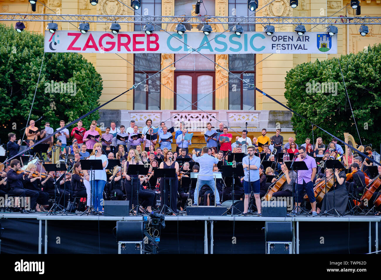 Öffentliche Probe von Symphony Orchestra Konzert, Teil von Zagreb Classic Open Air Festival, Zagreb, Kroatien, 21. Juni 2019 Stockfoto
