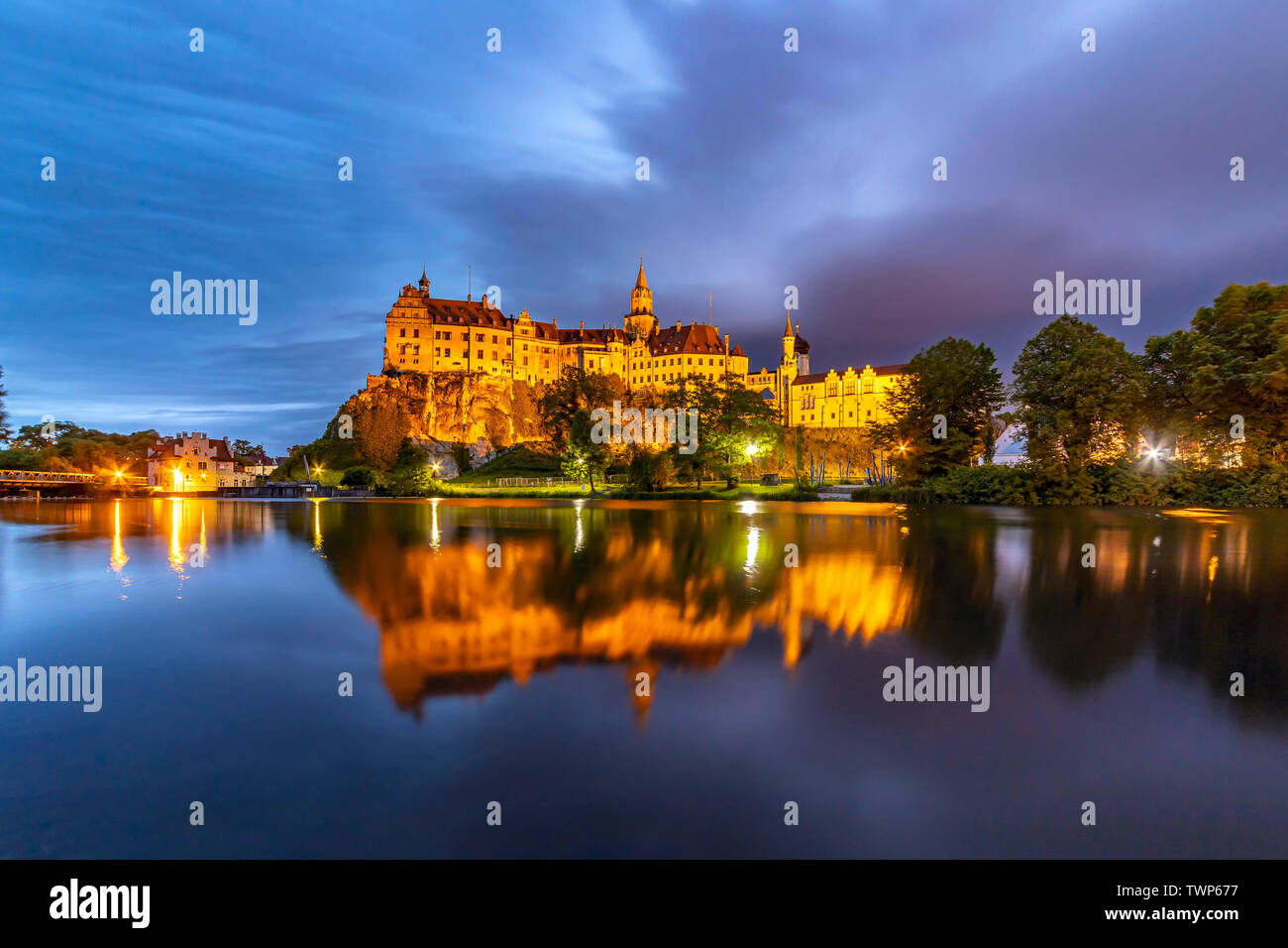 Die Burg Hohenzollern, Schloss, Sigmaringen, Baden-Württemberg Stockfoto