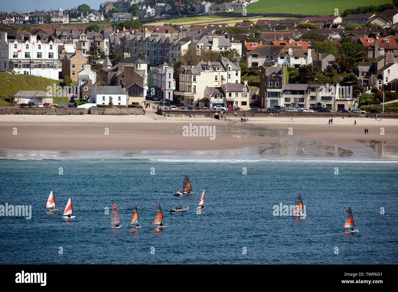 Segelschule aus Port Erin, die Insel Man, den Britischen Inseln Stockfoto